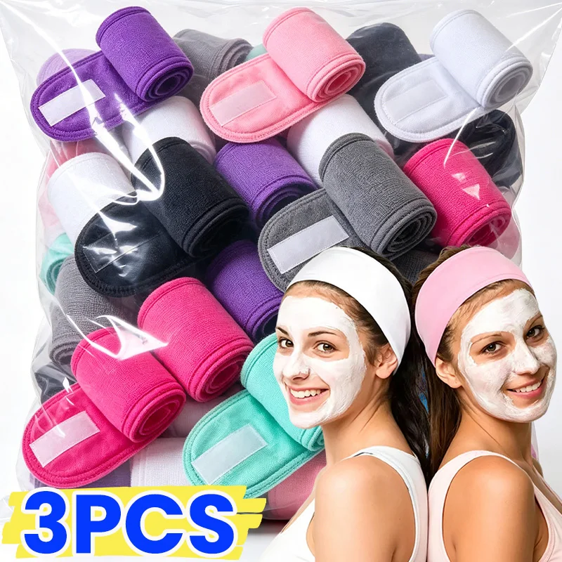 

Fashion Solid Color SPA Washing Face Headband Adjustable Stretchy Sweatband Hair Band Sport Workout Towel Face Washing Headwear