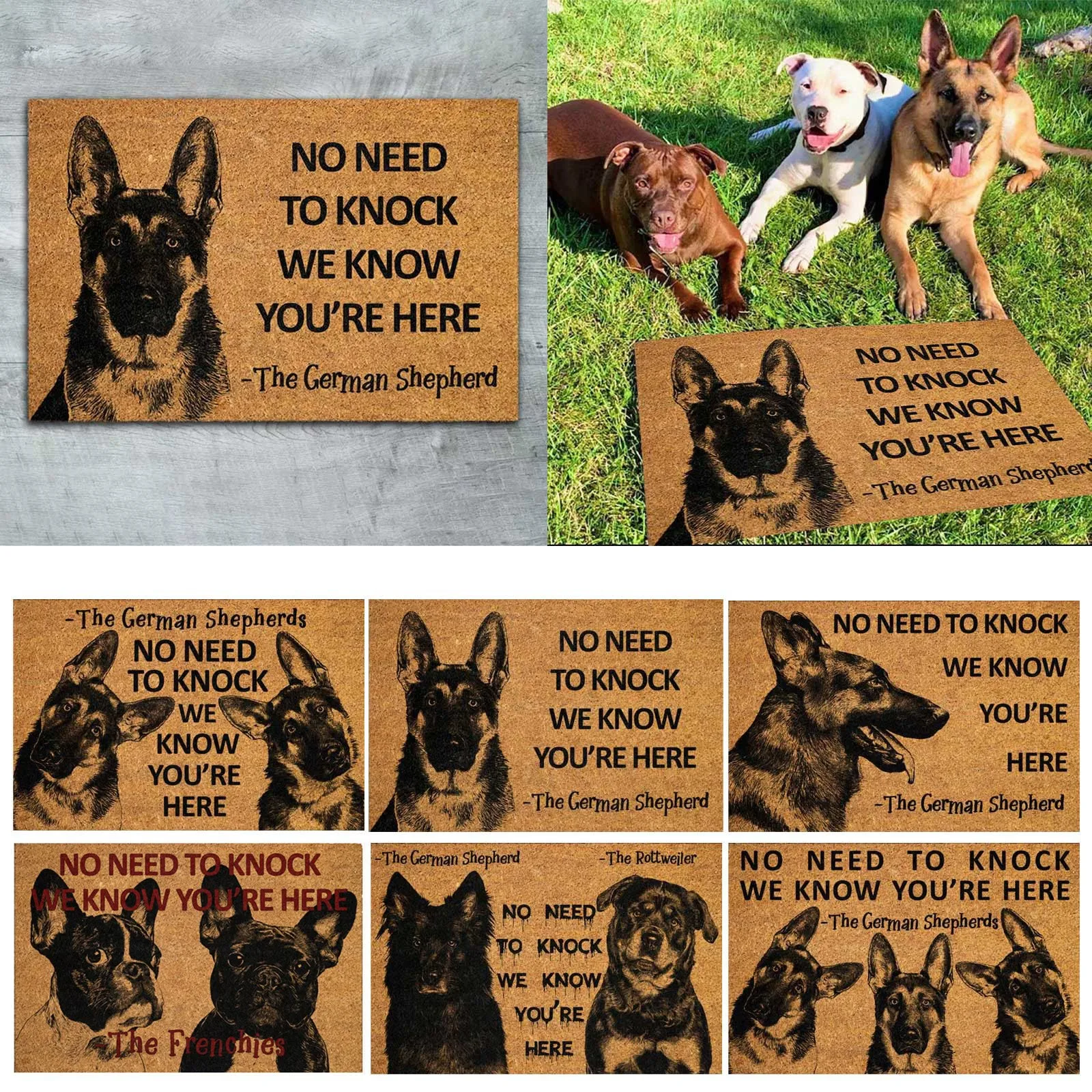 Doormat Dog Rottweiler 3d Printed Doormat Non Slip Door Floor Mat Decor Porch Doormat Drop No Need To Knock We Know You'Re Here