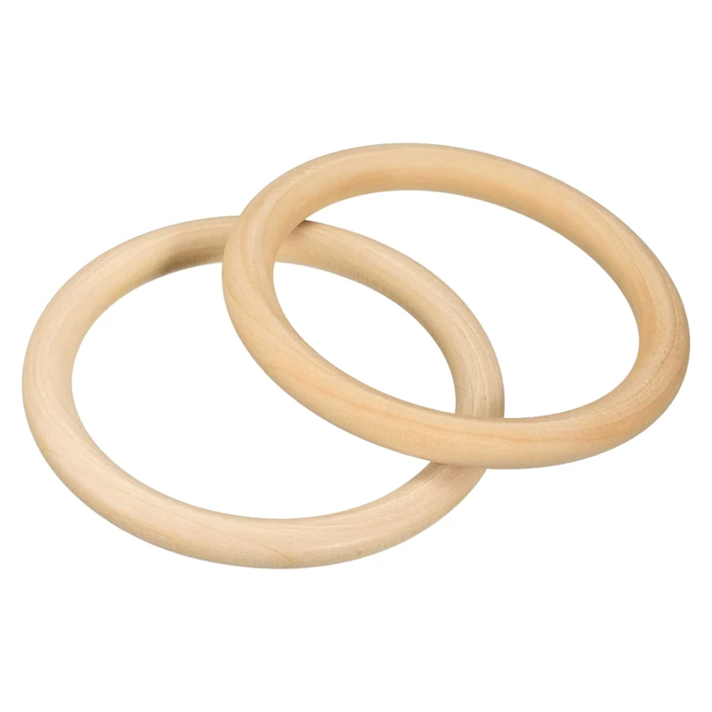 2pcs 100mm Natural Wood Rings, Unfinished Blank Macrame Ring Wooden Circle for DIY Craft Painting Pendant Connectors Home Decor