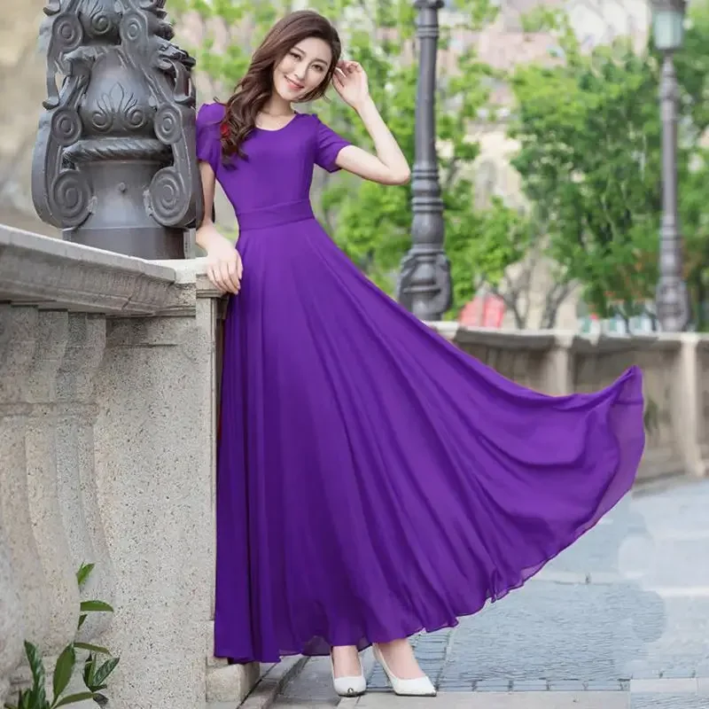 Elegant Slimming Chiffon Long Dress For Women 2020 New Style Beach Dress Tailored Fit And Smooth Silhouette