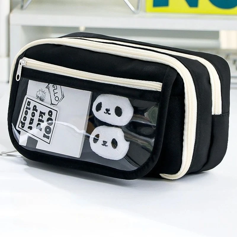 9-layer Large Capacity Pencil Case with Transparent Compartment and Magnetic Button Flip for Retrieval