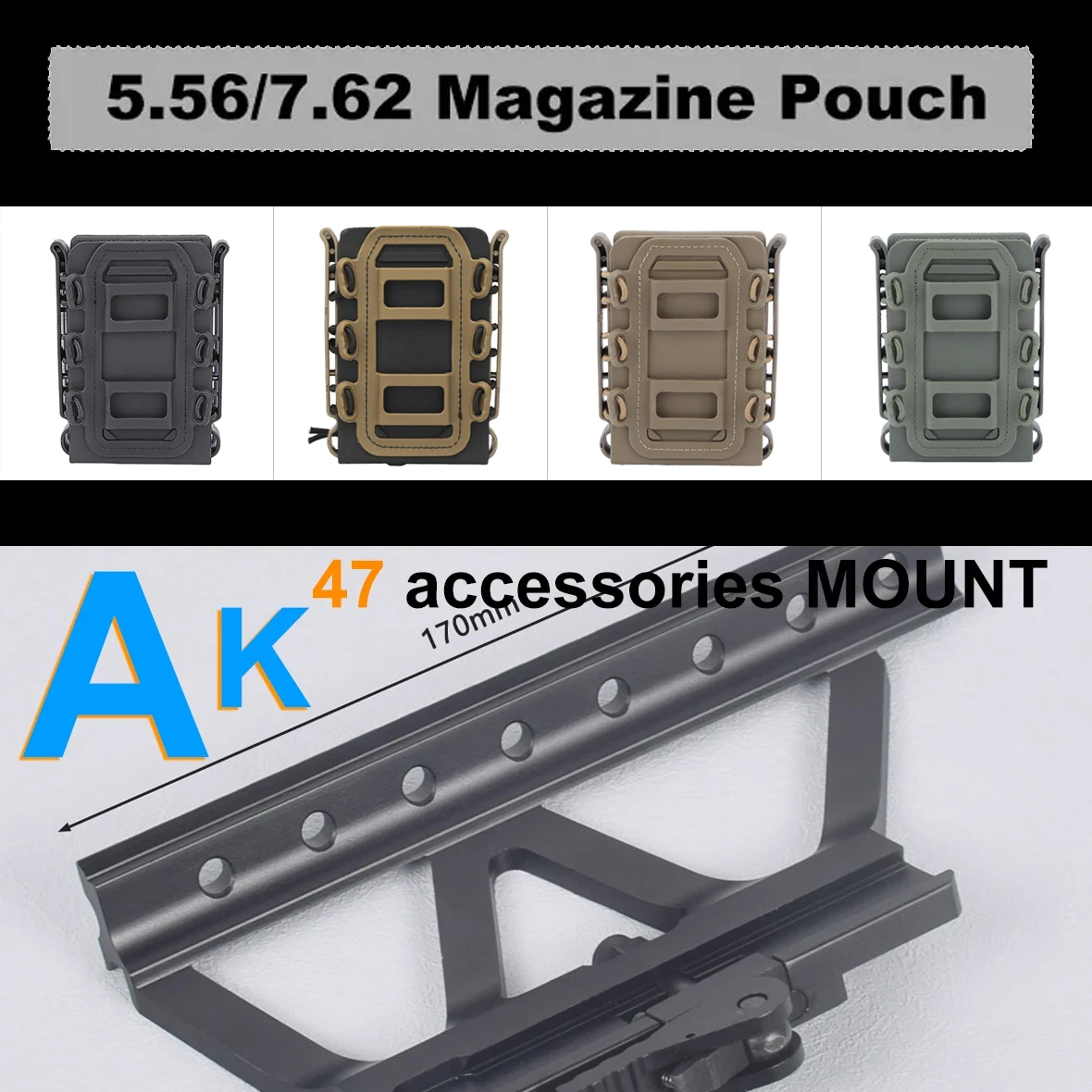 5.56 Magazine Pouch 7.62 AK 74 Accessories MIOUNT Fast Mag Flexible Molle AK 74/47 AR M4 5.56/7.62 Mag Pouch Magazine Holder
