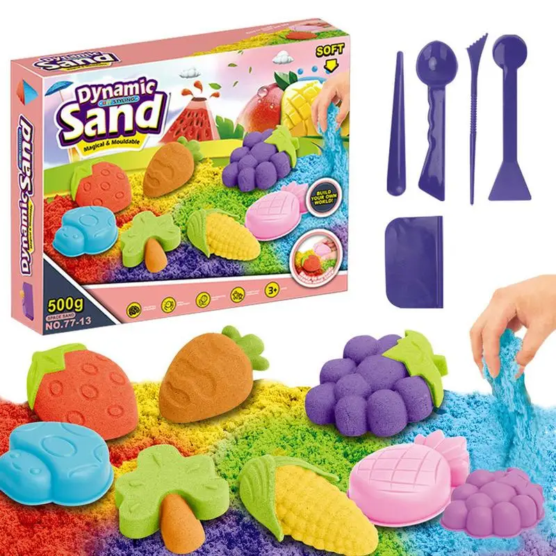 Play Sand for Kids Sensory Toys Moldable Sand Fake Sand Play Set Educational Toys Kids Sand Sensory Sand with Tools & Molds