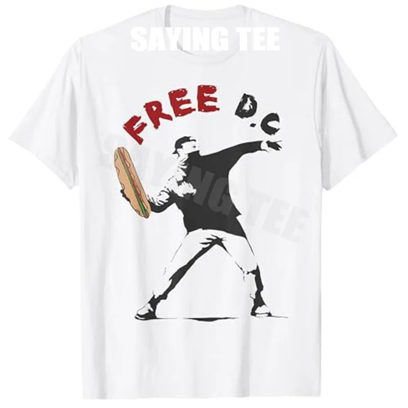 DC The Sandwich Guy Free DC Washington T-Shirt Funny Patriotic Y2k Saying Tee Men's Fashion Novelty Gift Short Sleeve Blouses
