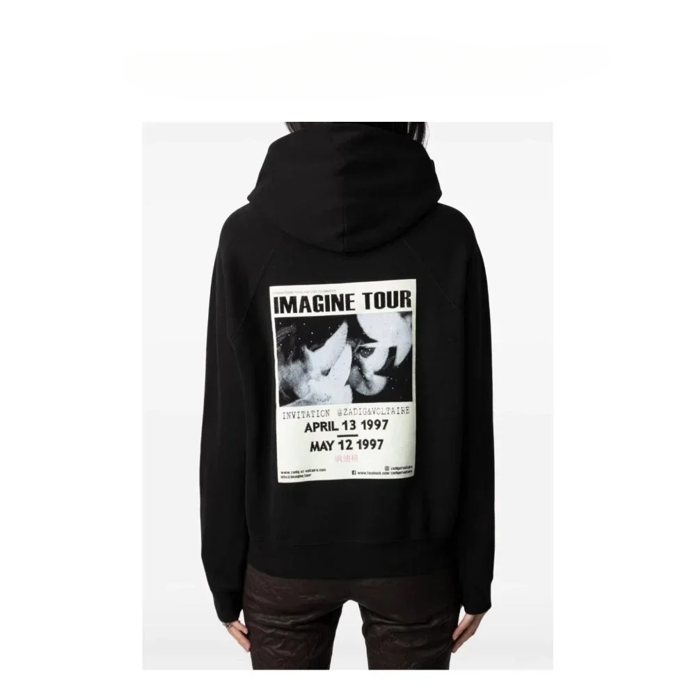 Zadig&Voltaire Women Loose Casual Hoodie 2025 Men Autumn/Winter New Fashion American Retro Sportswear Women's Long Sleeve Hoodie