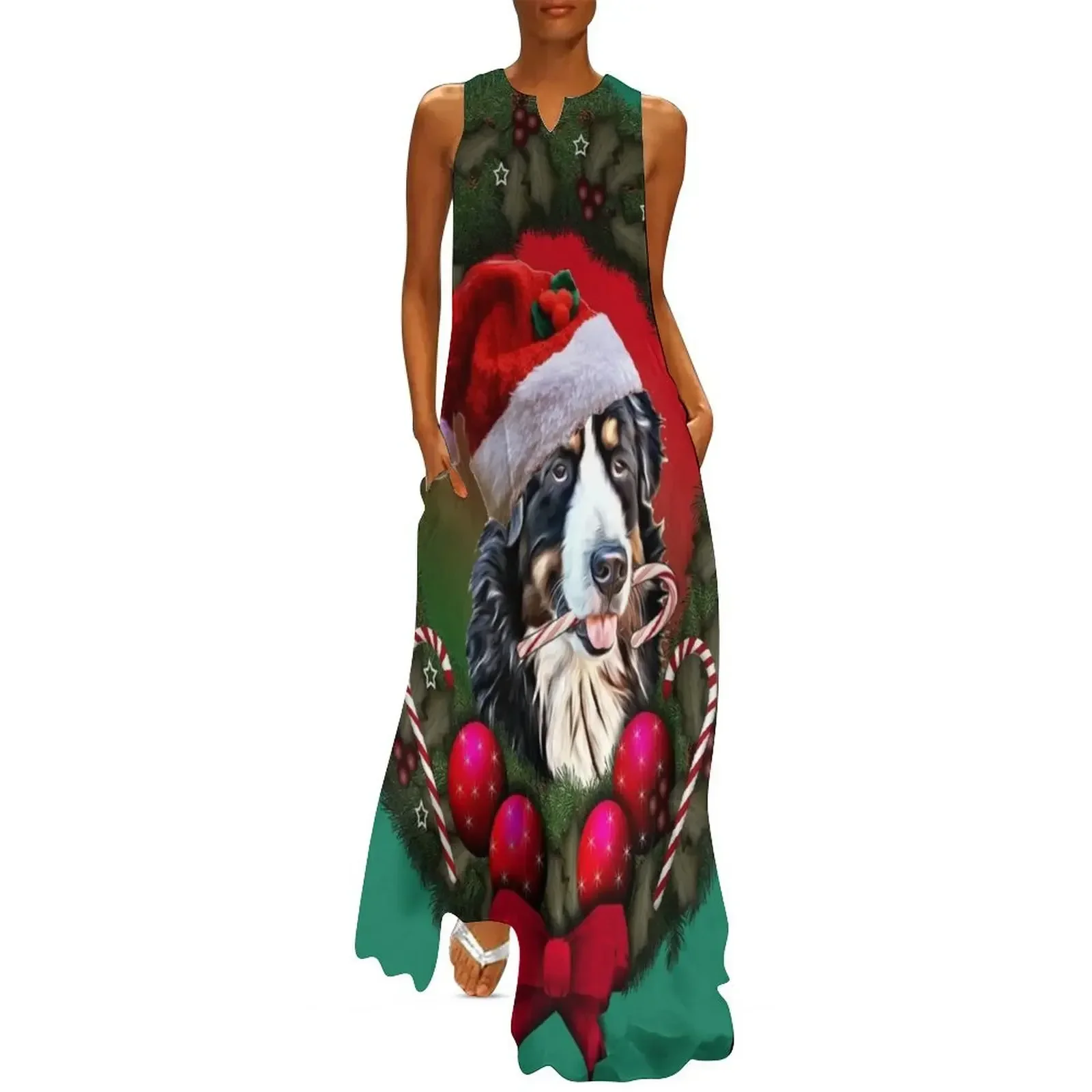 

Christmas Bernese Mountain Dog Long Dress Women's evening dress dresses for womens prom clothes dresses summer woman 2025 Dress