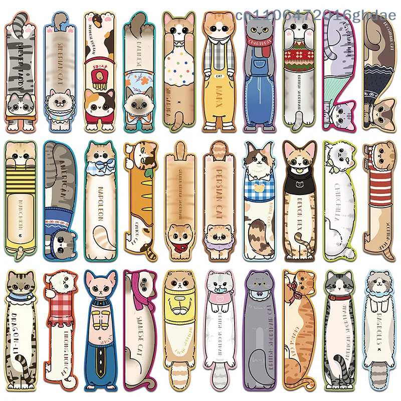 30 Pcs Cartoon Kawaii Cat Bookmark Reading Books DIY Library Office Books Page Markings Cute Animals Bookmarks Students Gifts