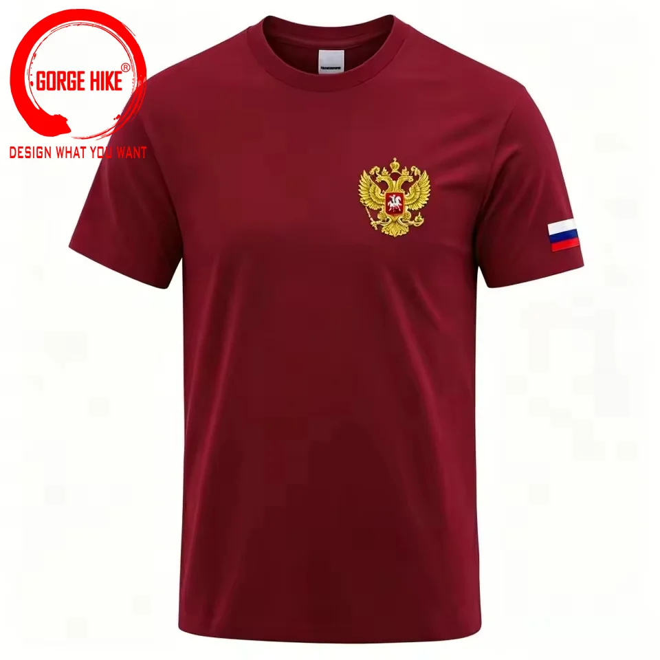 Summer Russian Eagle Flag Prints Cotton T-Shirts Russia Coats of Arms T Shirts Oversized O-Neck Soft Tops Casual Male Clothes