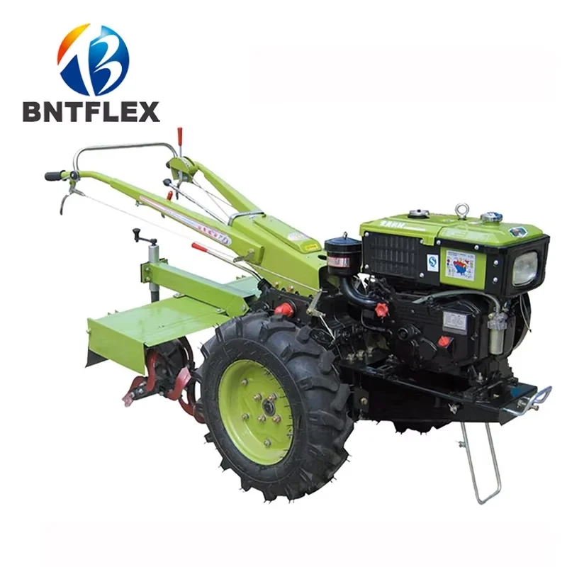 20Hp Complete Sets Agriculture Diesel Walk-Behind Tractor Rotary Tiller Flip Plough Maize Corn Planter-Rubber Making Machinery