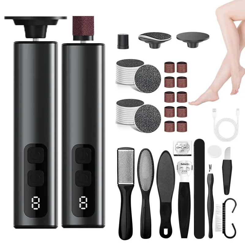 9 Speed Electric Foot File USB Rechargeable Dead Skin Remover Pedicure Tool with Screen