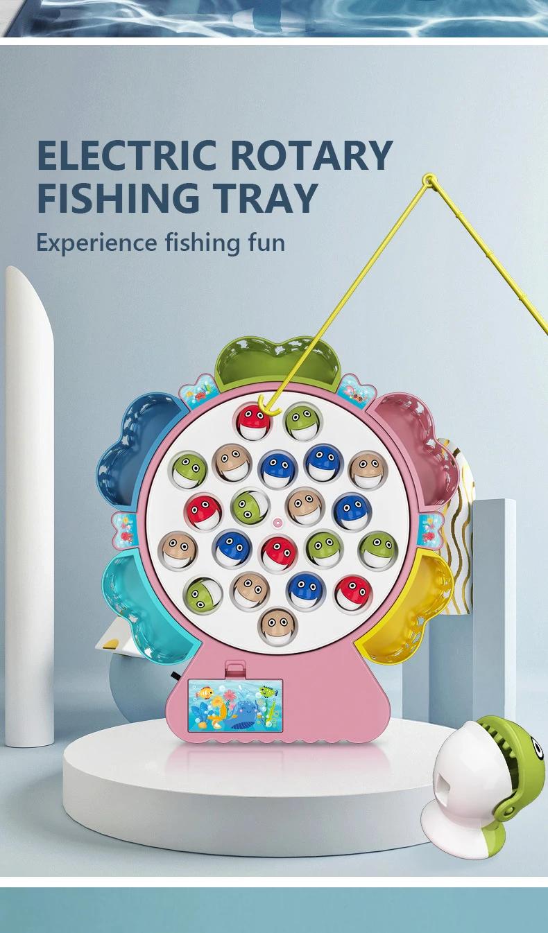 Montessori jogo de pesca elétrica para crianças brinquedos para crianças brinquedo de peixe quebra-cabeça música rotativa brinquedos de banho de bebê brinquedos ao ar livre