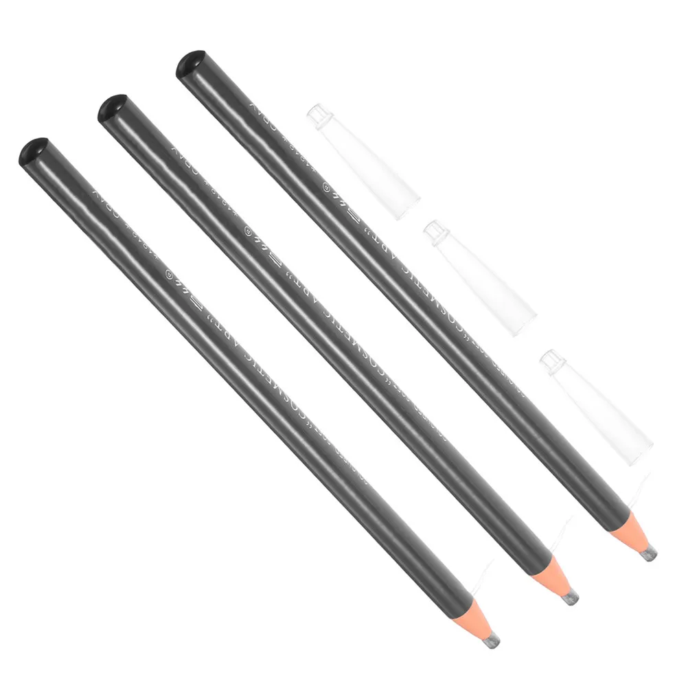 3Pcs Waterproof Eyebrow Pencil Set Sweatproof Peel Off Design Natural Gray Microblading Eyebrow Pen for Women Portable Brow