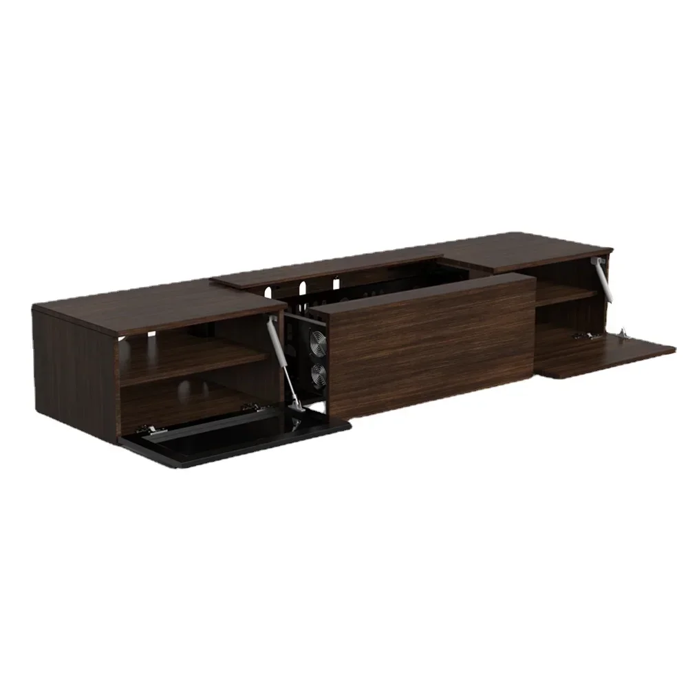 A  Perfect smart laser TV projection screen integrated cabinet is suitable for all ultra short throw laser projectors walnut view 2