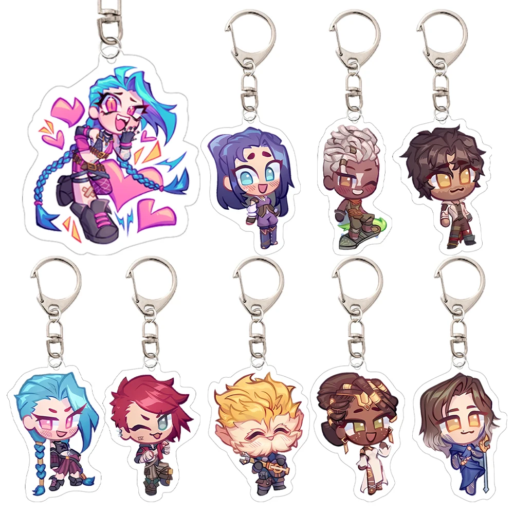 Acrílico Arcano Jinx Vi Caitlyn Ekko Viktor Llavero Arcane FigurePendant Llavero Llavero Llavero para Accesorios Bolsa Fans Regalo