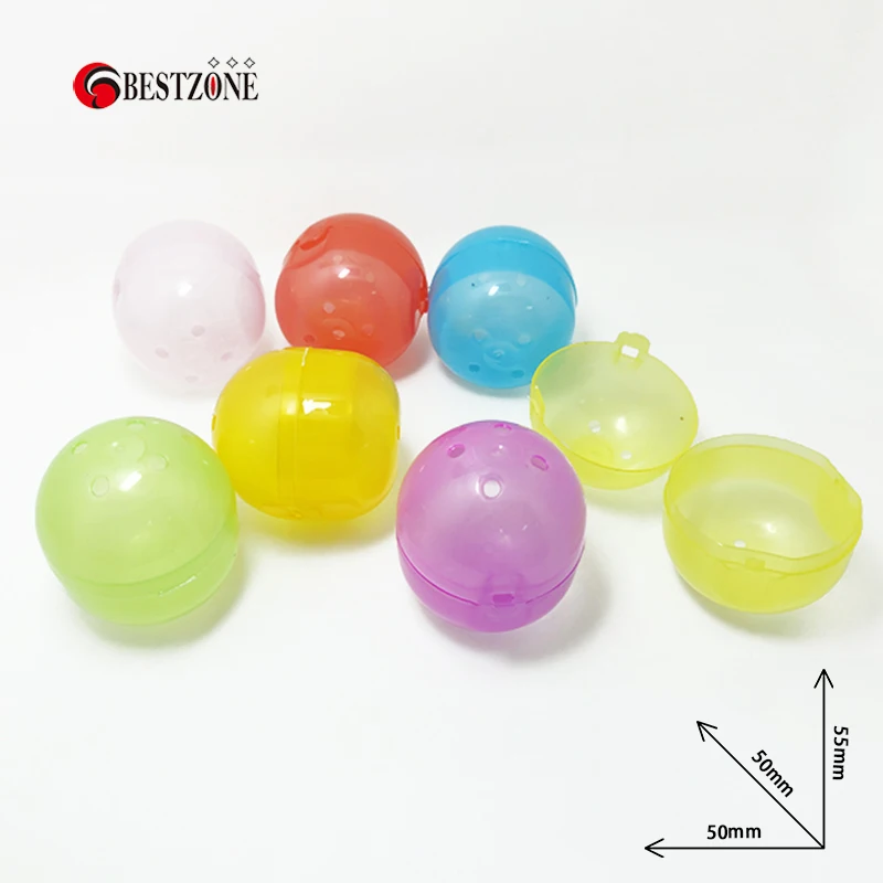 50pcs 50*55mm 2*2,1 Zoll verbundener Ball farbig mit transparentem Kunststoff pp Spielzeug kapseln Überraschung sball Kinder für Verkaufs automaten