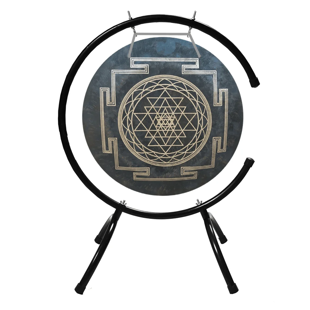 

Набор звуковых исцеляющих гонгов-Sri Yantra, черный ветровой гонг с круглой стальной подставкой, глубокий звук 40/50/60/70 см для занятий йогой и медитацией