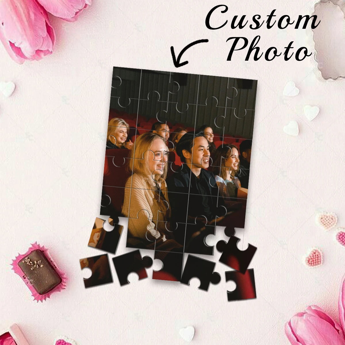 

1pc Custom Photo Single Portrait Wooden Jigsaw Puzzle,Ideal Anniversary,Wedding,Birthday,Valentine Gift For Family Friends
