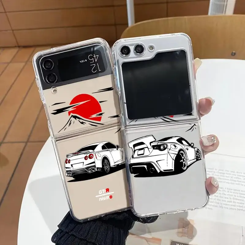 phone Cases for Samsung Galaxy Z Flip 5 case Z Flip 6 4 ZFlip 5 zflip Flip Flip4 Airbag funda Cover Japanese Legend Car Red Sun