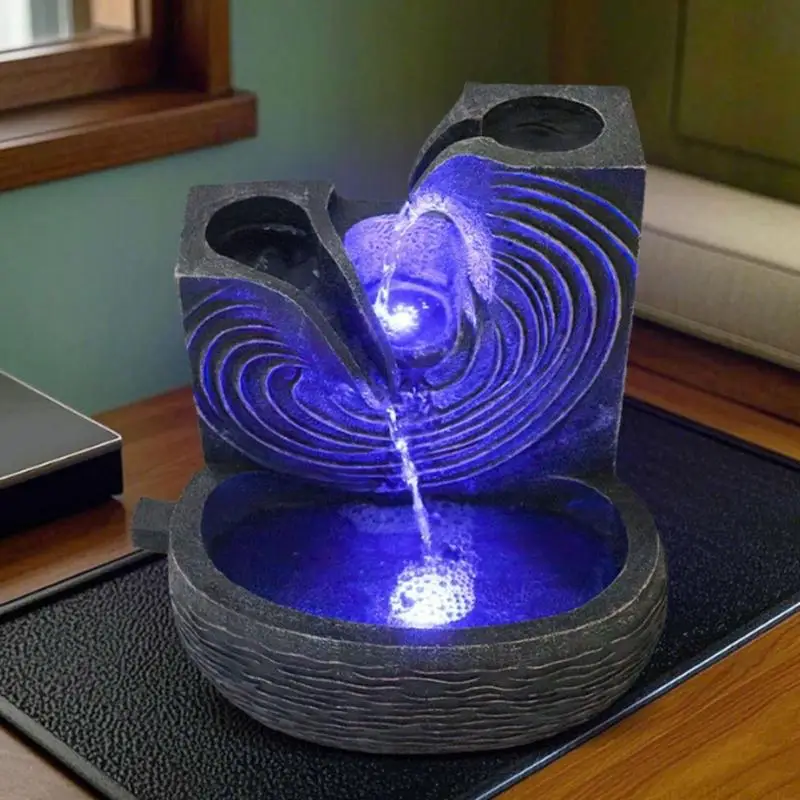 QX2E Peaceful Moving Liquid Synthetic Sculpture Adds Relaxation To Any Zone Or Workplace