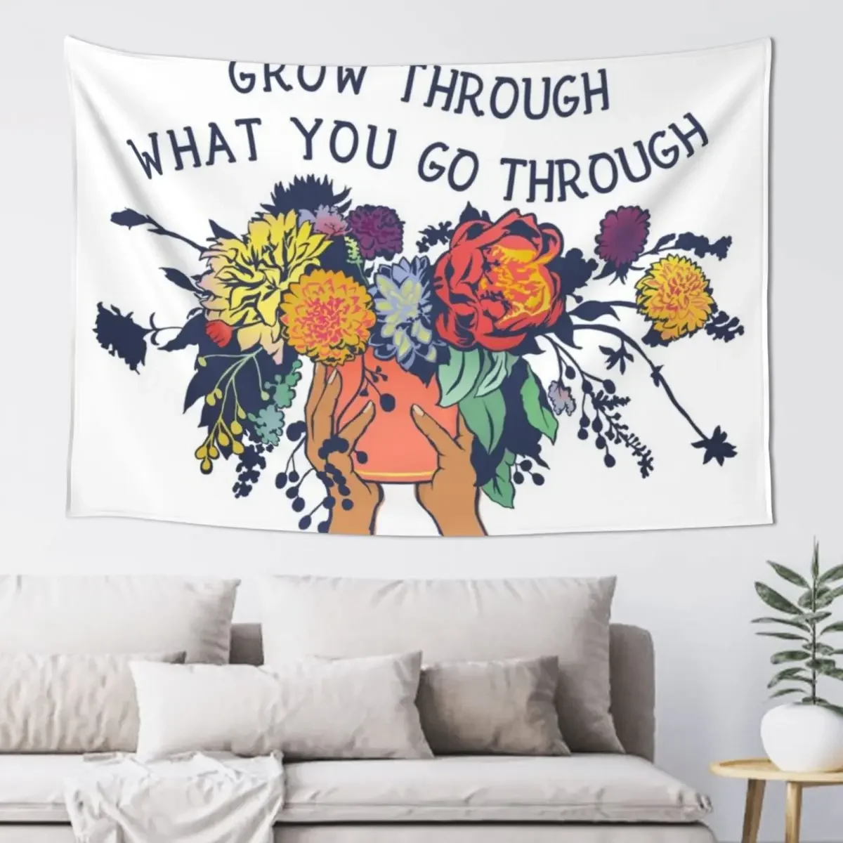 Grow Through What You Go Through Tapestry Room Decor For Girls Bedroom Decoration Aesthetic Decoration Tapestry