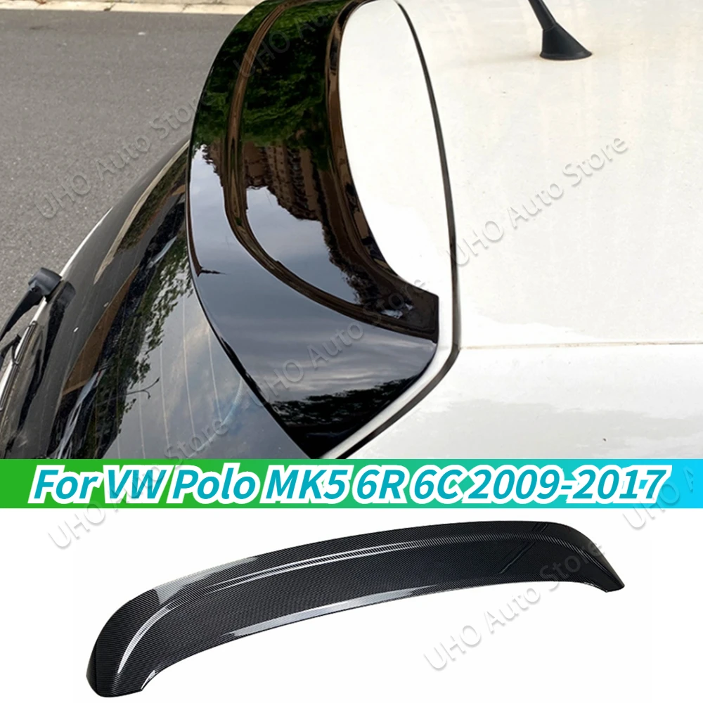 GTI Style Car Rear Trunk Spoiler Wing Gloss Black Carbon Tail Roof Spoilers Wing Trim Body Kits For VW Polo MK5 6R 6C 2009-2017