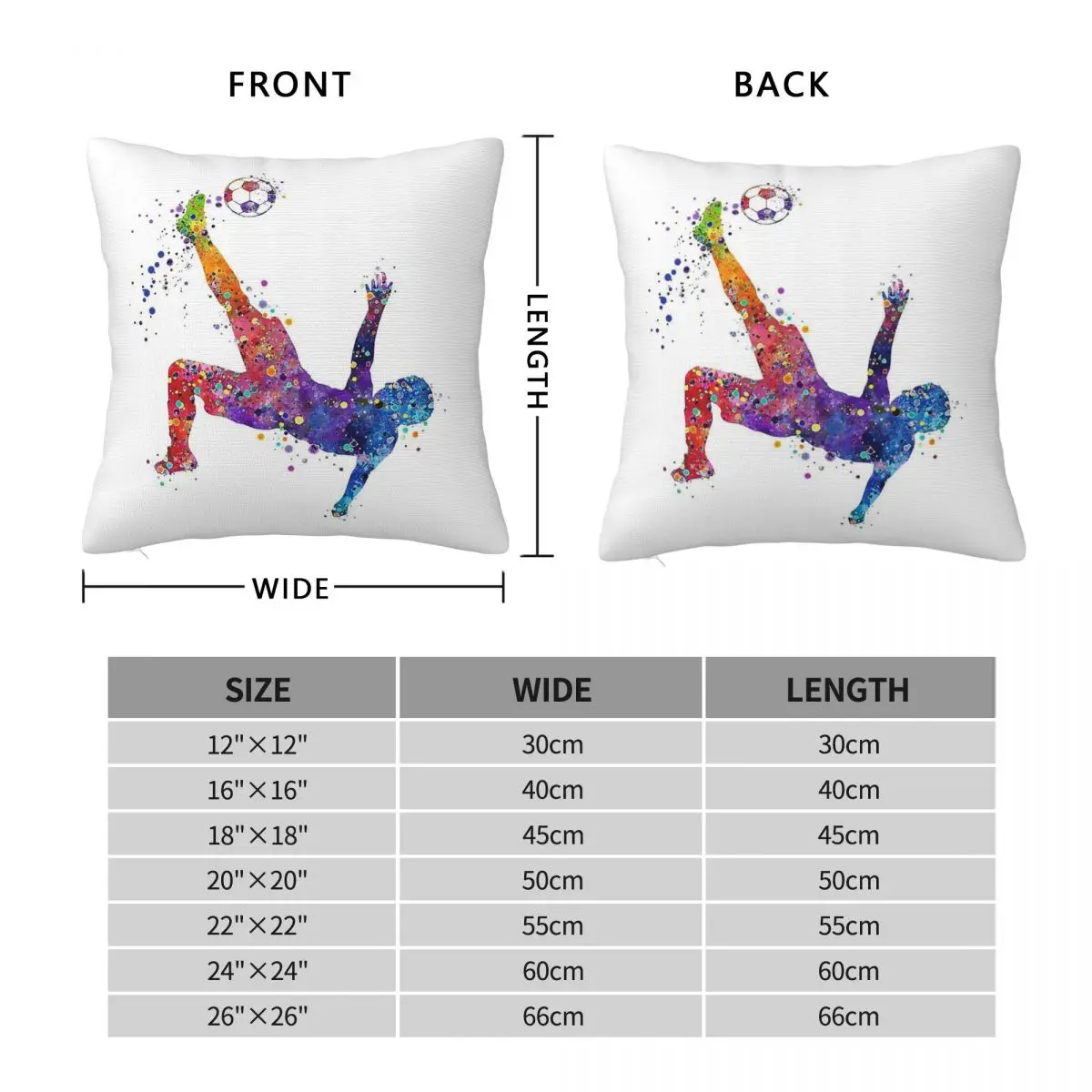 Soccer Player Bicycle Kick Square Pillowcase Polyester Linen Velvet Pattern Decor Throw Pillow Case Sofa Seater Cushion Cover