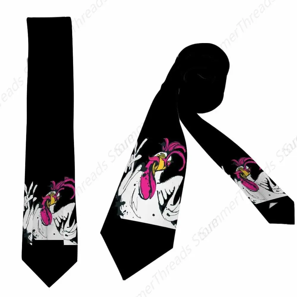 Cock Ties Funny Chicken Showing Victory Sign Winking Men's Business Necktie For Husband Father Valentine's Day Father's Day Gift