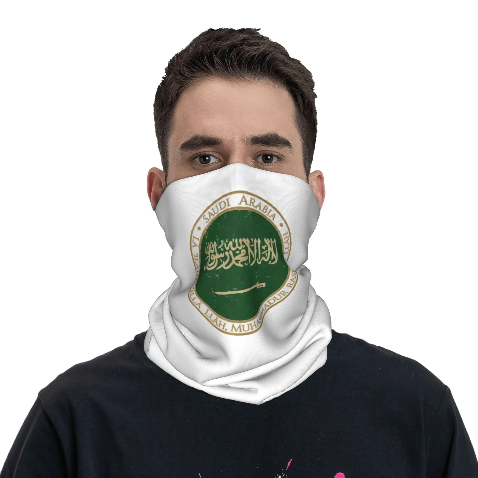Coat Of Arms Of Saudi Arabia Bandana Neck Cover Printed Wrap Scarf Multifunction Cycling Scarf Outdoor Sports Unisex Breathable
