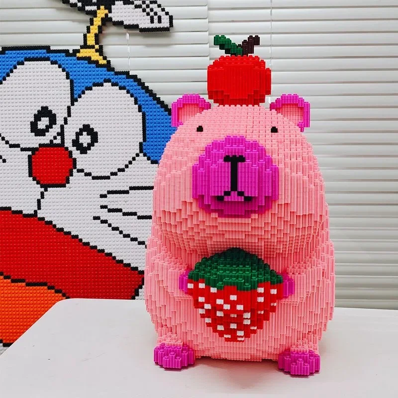 Juego de pareja de Capibala de gran tamaño, rompecabezas de dibujos animados para niños, bloques de construcción, juguete de ladrillo de partículas pequeñas, regalo de cumpleaños para niños y adultos