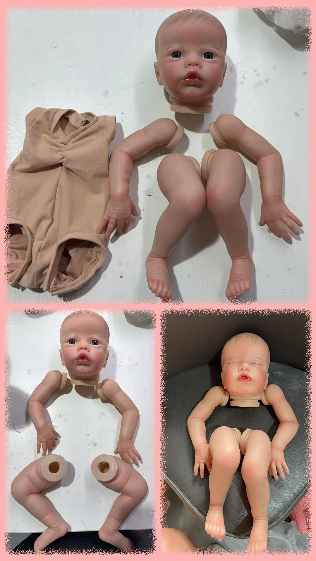 

Primrose Twins Reborn Doll Kit 19Inch Lifelike Multiple Layers Painting Doll Parts Hand Draw Hair Visible Veins With Cloth Body