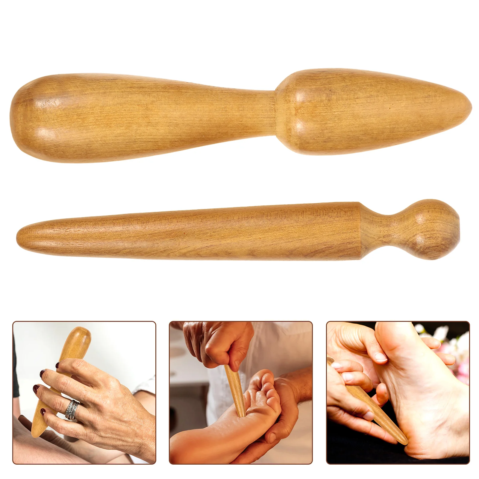 

2 Pcs Acupressure Stick Walker Wooden Massage Tool Roller Material Practical Massager