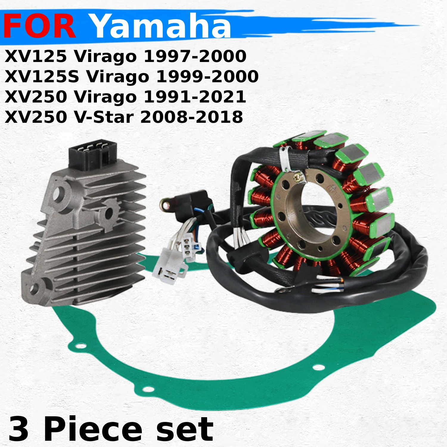 Regulator Magneto Stator Coil Gasket Kit for Yamaha XV125 XV125S XV250 Virago V-Star OEM:2UJ-81410-00 /3DM-81960-00/3DM-15451-00