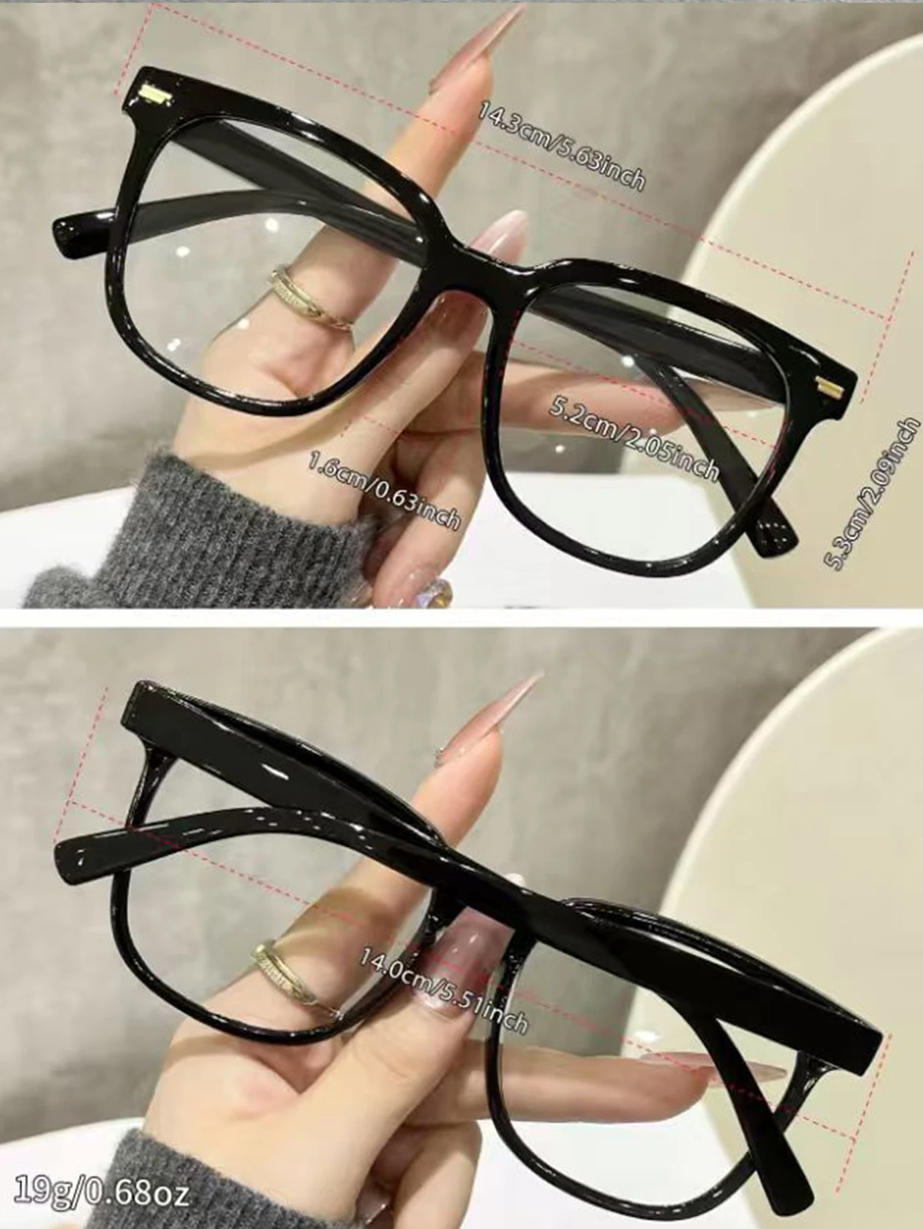 1Pc Simple Casual Trendy Large Frame Rectangular Glasses with Transparent Lenses Fashion Accessories for Daily Wear