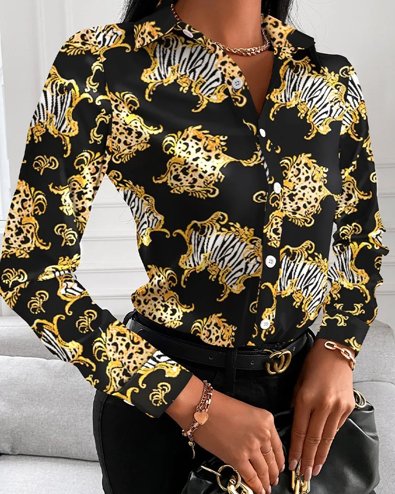 Elegant Women's shirts  Blouse 2025 Spring/Summer Digital Print Shirt Office Female Tops women S-XXL