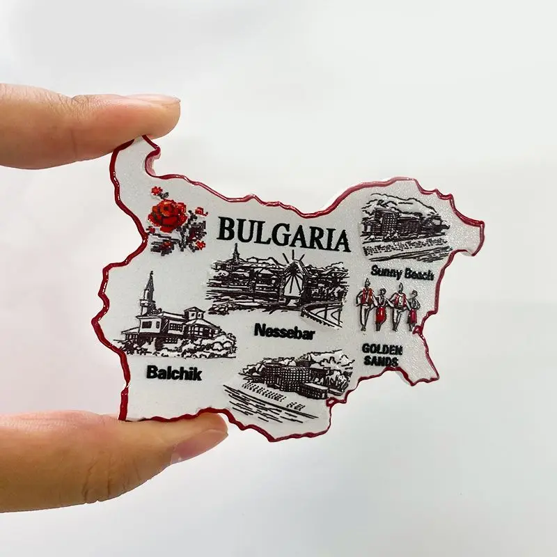 Bulgarian tourist souvenir map-shaped three-dimensional unique niche resin refrigerator magnet gifting