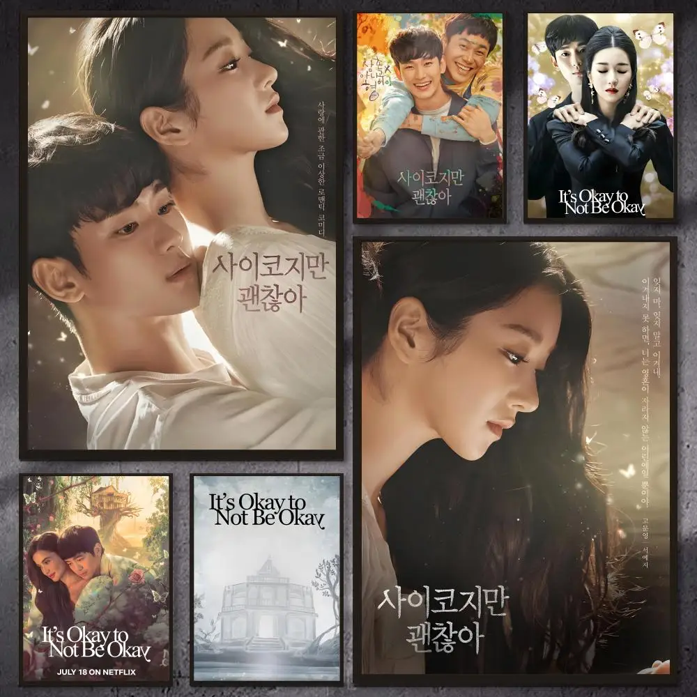 Póster de Kdrama I-Its Okay to Not Be Okays, arte de pared versátil HD resistente al agua, decoración autoadhesiva para cualquier espacio, regalo ideal