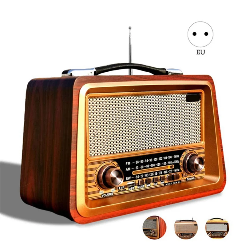 Retro Portable Radio Wireless Bluetooth Speaker Stereo AM/FM Radio Receiver Player USB TF AUX MP3 Classic Style