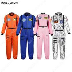 Astronaute Costume for Women Men Space Suit Astronaute Costume  Adult Pilot Flight Jumpsuit with Zipper Couple Costume