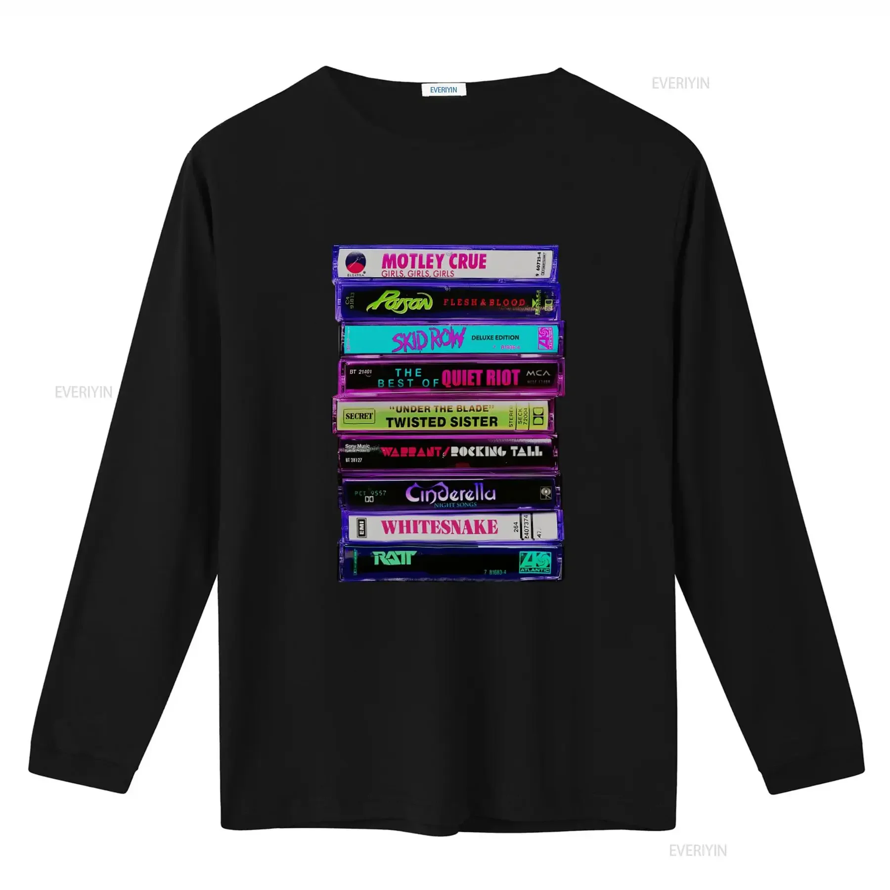 80s Glam Metal Hair Bands Cassette T Shirt 1980s Rock Tapes Stack Design for Party Concert Feminine Fit vintage Washed