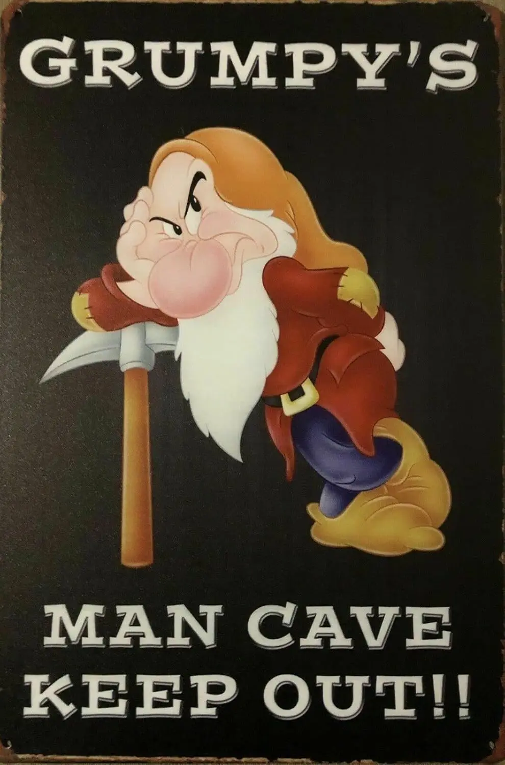 Xiddxu Retro Metal Tin Sign es Grumpy;s Man Cave Keep Out Dwarf Cartoon Funny Novelty Wall Decor for Home G
