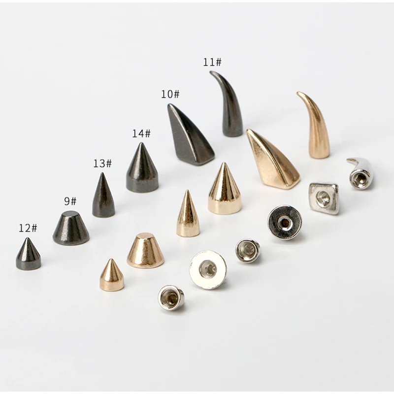 Silver Top-Grade Tapered Rivets, Big Leather Craft Studs, Black Spikes and Studs, Punk, Glod Rivets, 5 Sets,10 Sets/lot