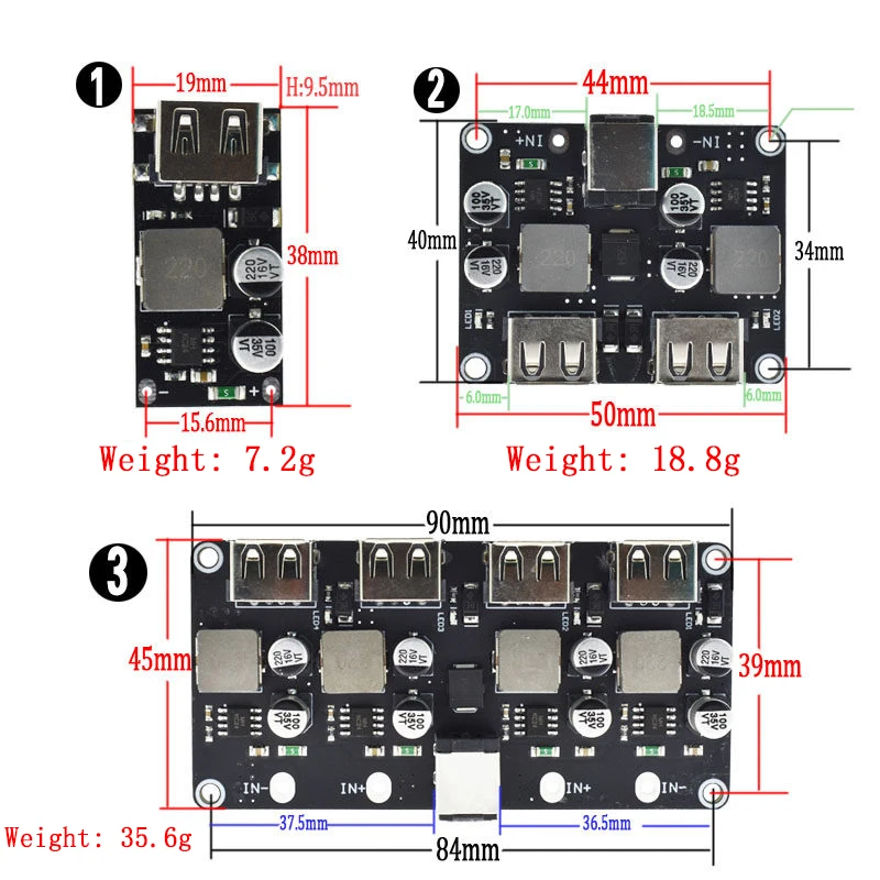 Conversor buck usb qc3.0 qc2.0 usb DC-DC, módulo step down de carregamento 6-32v 9v 12v 24v para placa de circuito de carregador rápido 5v