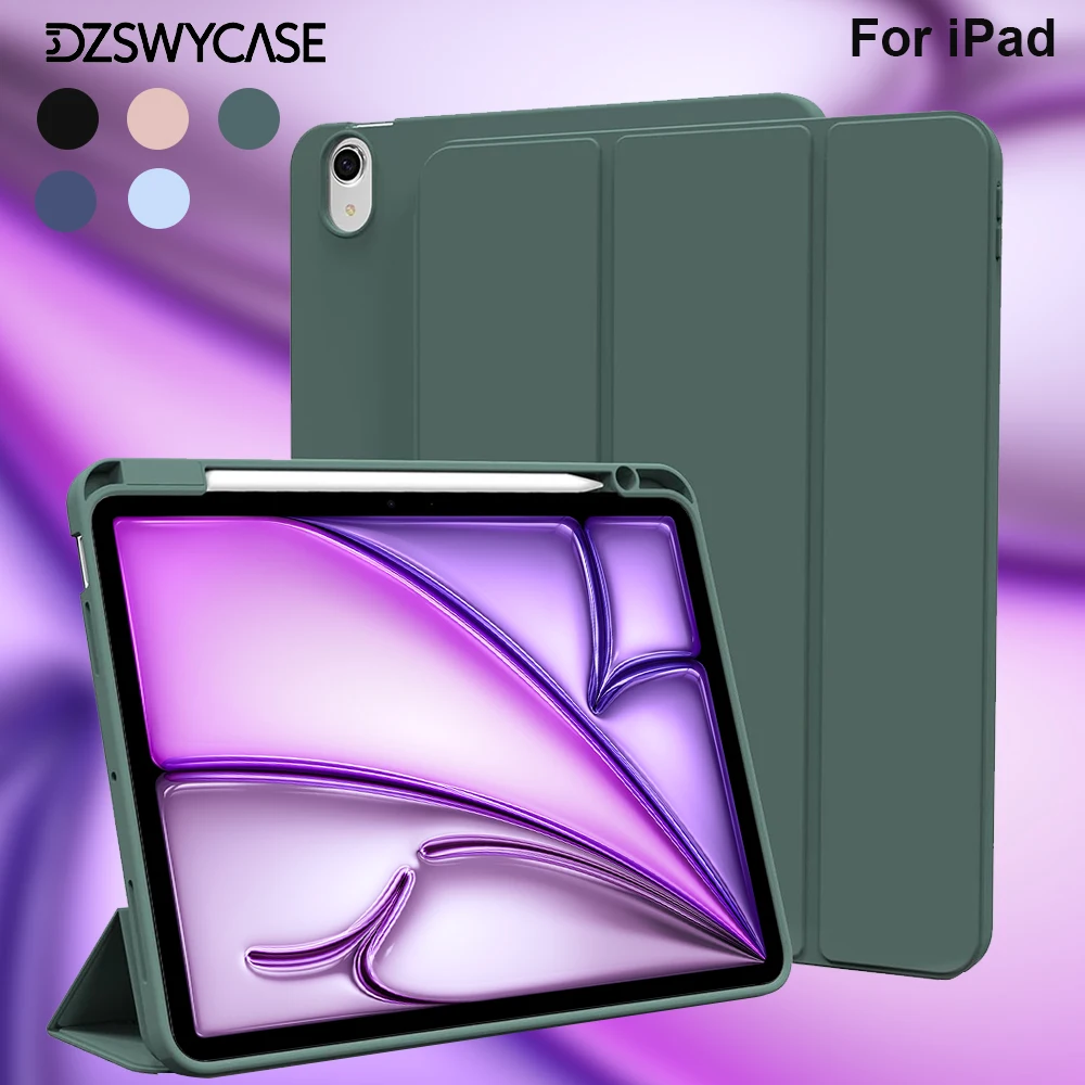 

For iPad Air 11 M2 M3 Air 10.9 5/4th Gen, Pro 11 Case 4th/3rd/2nd Gen, 10th 10.9 11th A16 11, mini 6 7 with Pencil Holder Cover