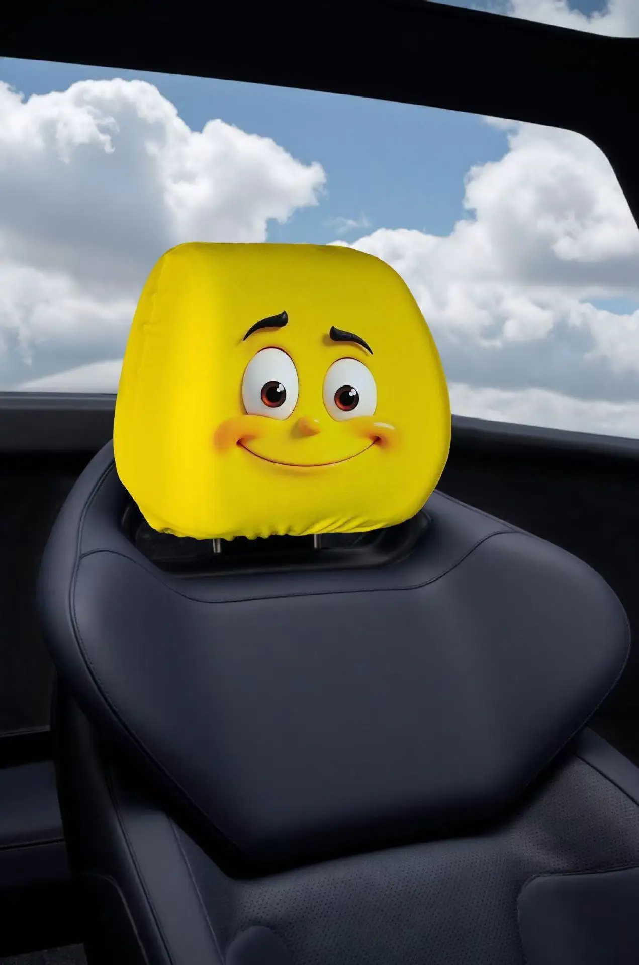 2 pieces of hot-selling devil emojis, car headrest covers, interior decoration, detachable and washable, stain-resistant 28x26cm