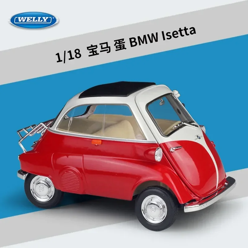 WELLY 1:18 BMW Isetta red car alloy car model simulation car decoration collection gift toy Die casting model boy toy