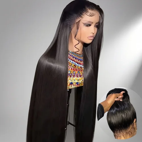 Imagen 1 del producto Peluca de Cabello Humano con Encaje Completo 360 de 30-32 Pulgadas, Pre-Desplumada, HD 13x6, 200% de Densidad, Pelucas Frontales de Encaje Liso 13x4 para Mujer