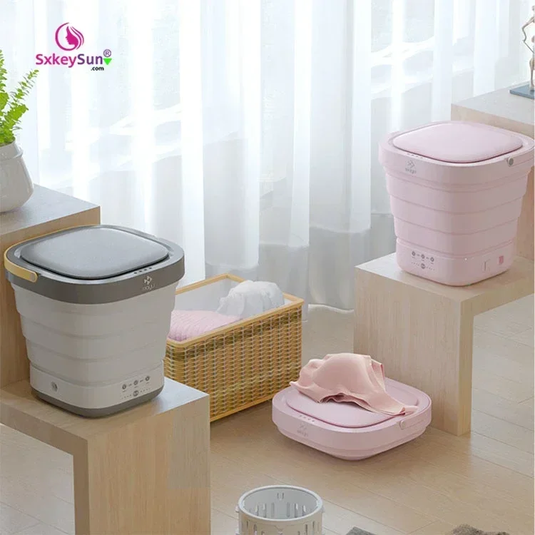 

Portable mini semi-automatic bucket folding clothes washing machine household