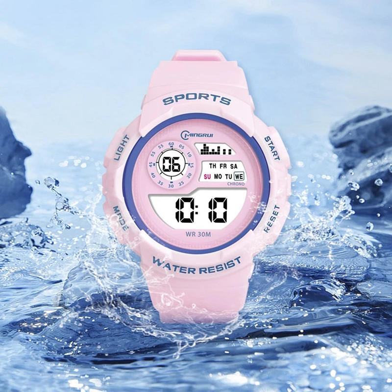 OHSEN Kids Sport Watches 30M Waterproof Pink Silicone Electronic Wristwatch Stopwatch Children Digital Watch For Boys Girls