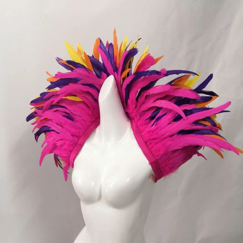 

25-30 CM Rooster Feathers Trims Fringe Dyed Colorful Natural Cock Feather Ribbon for Party Costume Clothing Headdres Decoration