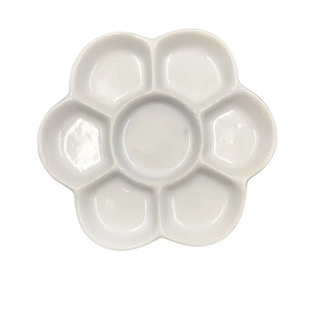 

Traditional Ceramic Paint Palette Tray White Portable Porcelain Palette Flower Shaped Durable Mixing Colour Tray Watercolor Dish